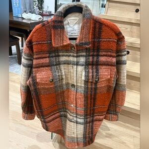 Anna Women's Plaid Utility Jacket - Red and Brown